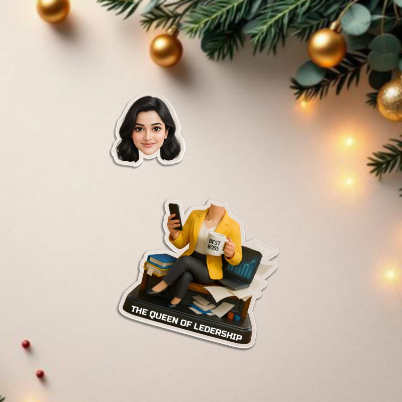 Personalized The Queen of Ledership Booblehead Caricature for Girls Battery Powered Moving Head Feature | Birthday Gift for Daughter, Sister, Mom & Lady Boss | Tabletop Decor